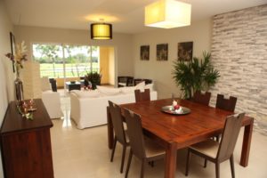 Communal living room and dining area at the Casa Del Lago luxury condominium.